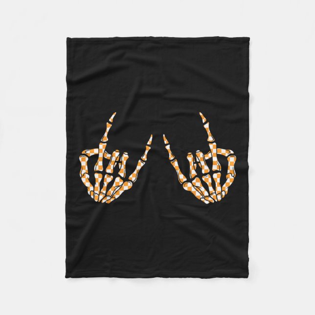 Rock on Halloween Kegelmuster Skeletthand Fleecedecke (Vorderseite)