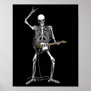 Rock on Halloween Skeleton Gitarrist Rock and Roll Poster