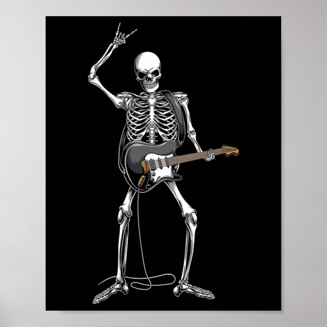 Rock on Halloween Skeleton Gitarrist Rock and Roll Poster (Vorne)
