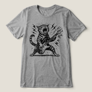 Rock On Heavy Metal Gitarrenkatze Tri-Blend Shirt