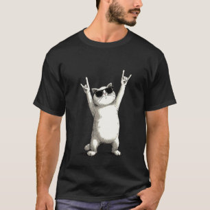 Rock On Katze Sonnenbrille Lustig Cool T-Shirt