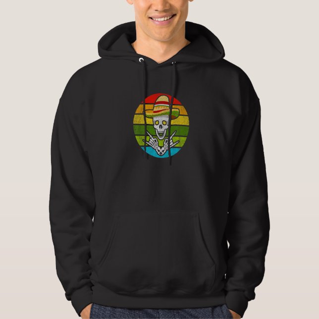 Rock On Mexican Skeleton Sombrero Dia De Los Muert Hoodie (Vorderseite)