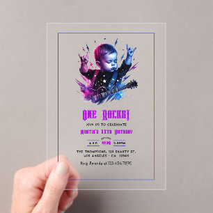 Rock On Party Thema One Rocks 1. Erster Geburtstag Acryleinladungen
