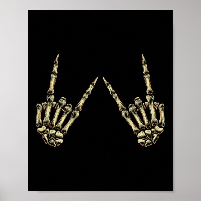 Rock on Rock and Roll Skeleton Hands - für Konzert Poster (Vorne)