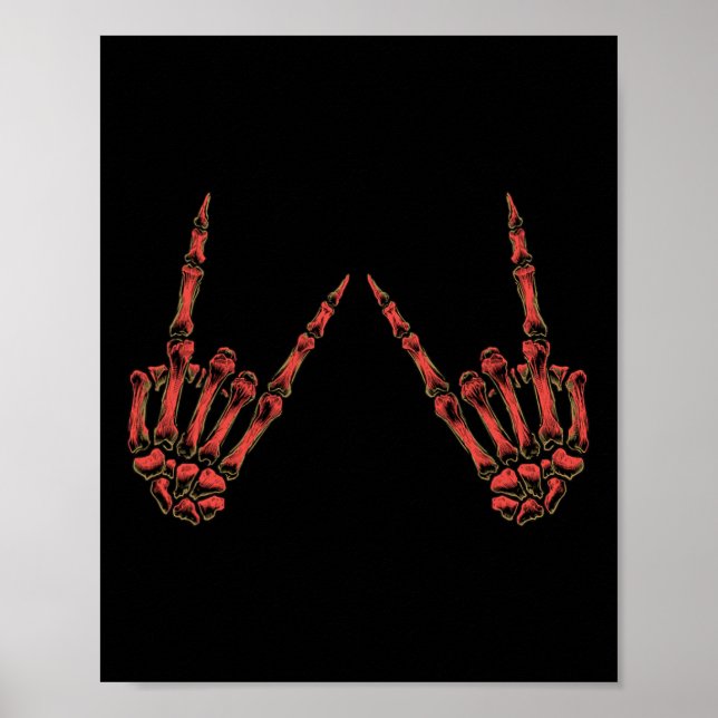 Rock on Rock and Roll Skeleton Hands - für Konzert Poster (Vorne)