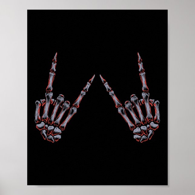 Rock on Rock and Roll Skeleton Hands - für Konzert Poster (Vorne)