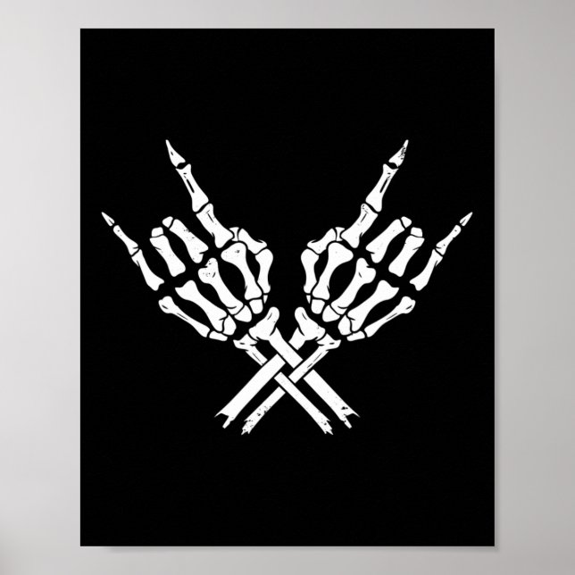 Rock On Rock Star Konzert Buddy Skeleton Hands Hal Poster (Vorne)