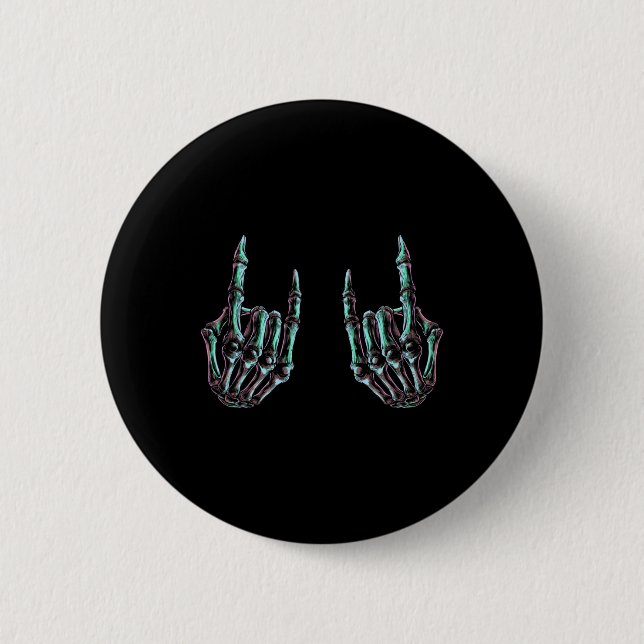 Rock On Rock Star Skeleton Hands - Concert Band Gr Button (Vorderseite)