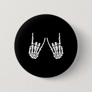 Rock On Rock Star Skeleton Hands Halloween-Kostüm Button