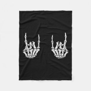 Rock On Rock Star Skeleton Hands Rocker Funny Hall Fleecedecke
