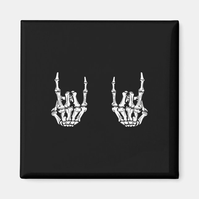Rock On Rock Star Skeleton Hands Rocker Funny Hall Magnet (Vorne)