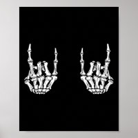 Rock On Rock Star Skeleton Hands Rocker Funny Hall