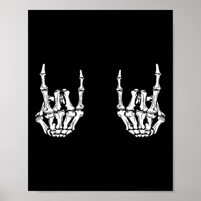 Rock On Rock Star Skeleton Hands Rocker Funny Hall Poster (Vorne)