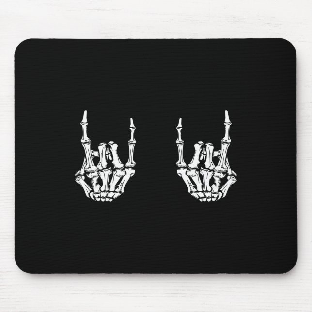 Rock On Rock Star Skeleton Hands Rocker Spaß Hallo Mousepad (Vorne)