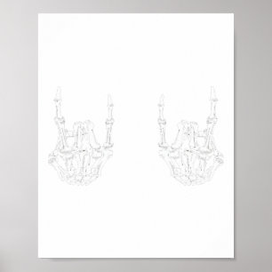 Rock On Rock Star Skeleton Hands Rocker Spaß Hallo Poster