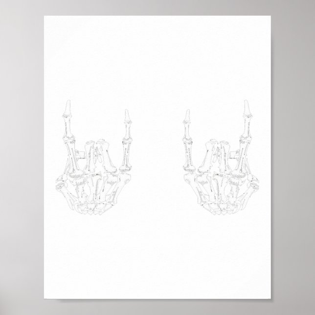 Rock On Rock Star Skeleton Hands Rocker Spaß Hallo Poster (Vorne)