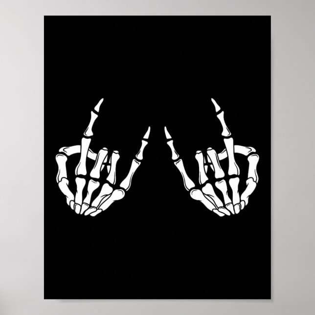 Rock On Rock Star Skeleton Hands Rocker Spooky Hal Poster (Vorne)