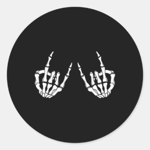 Rock On Rock Star Skeleton Hands Rocker Spooky Hal Runder Aufkleber