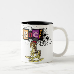Rock on rocking Pferd lustige Kaffee-Tasse Zweifarbige Tasse