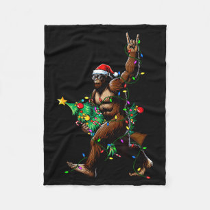 Rock On Santa Bigfoot Weihnachtsbaum Xmas Lichter Fleecedecke
