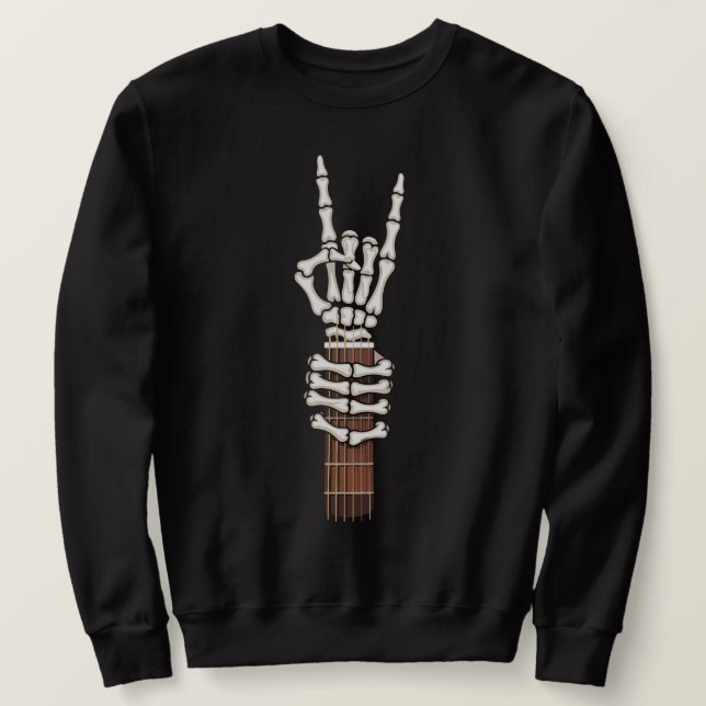 Rock On Skeleton Hand Gitarren-Geschenke Männer Gr Sweatshirt (Design vorne)