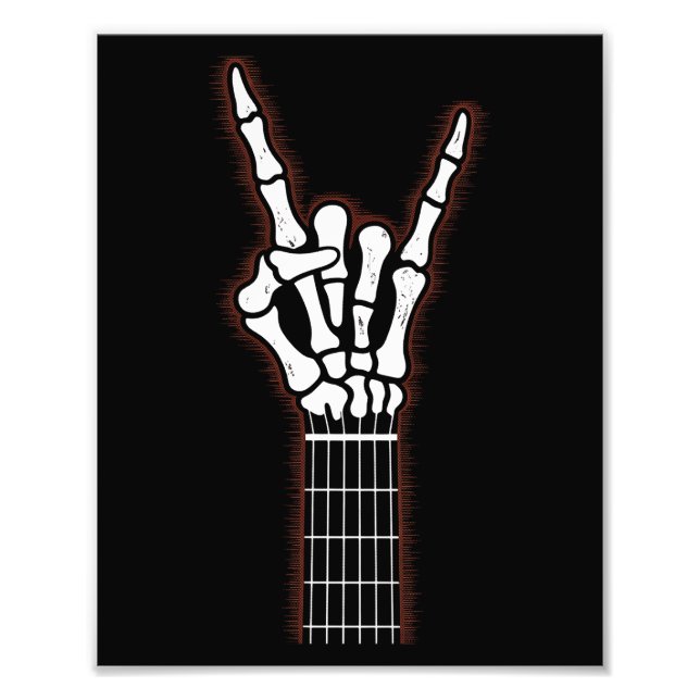 Rock on Skeleton Hand Gitarrengeschenke Fotodruck (Vorne)