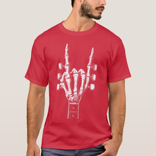 Rock On Skeleton Hand Guitar Rock Roll Men Women R T-Shirt (Vorderseite)