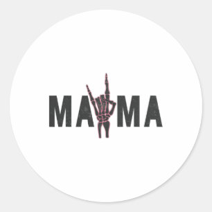 Rock on Skeleton Hand Mama Halloween Vintages T-Sh Runder Aufkleber