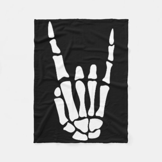 Rock on Skeleton Hand Sign - Minimalistisches Hall Fleecedecke (Vorderseite)