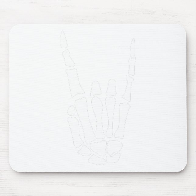 Rock on Skeleton Hand Sign - Minimalistisches Hall Mousepad (Vorne)