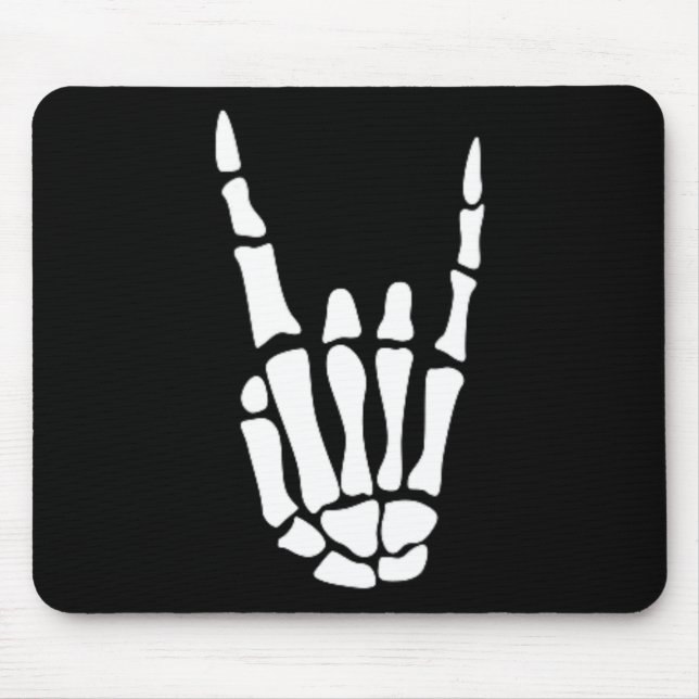 Rock on Skeleton Hand Sign - Minimalistisches Hall Mousepad (Vorne)