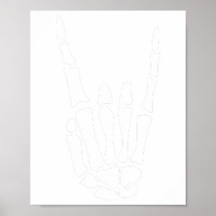 Rock on Skeleton Hand Sign - Minimalistisches Hall Poster