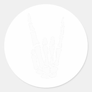 Rock on Skeleton Hand Sign - Minimalistisches Hall Runder Aufkleber