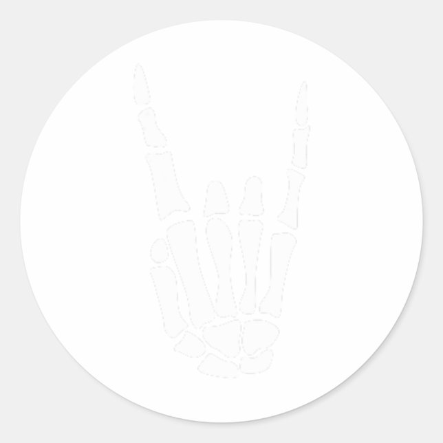 Rock on Skeleton Hand Sign - Minimalistisches Hall Runder Aufkleber (Vorderseite)