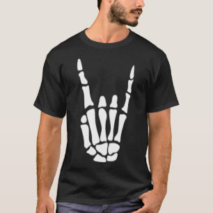 Rock on Skeleton Hand Sign - Minimalistisches Hall T-Shirt