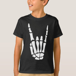 Rock on Skeleton Hand Sign - Minimalistisches Hall T-Shirt