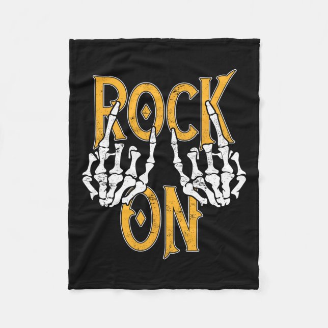 Rock on Skeleton Hands Rock and Roll Metal Konzert Fleecedecke (Vorderseite)