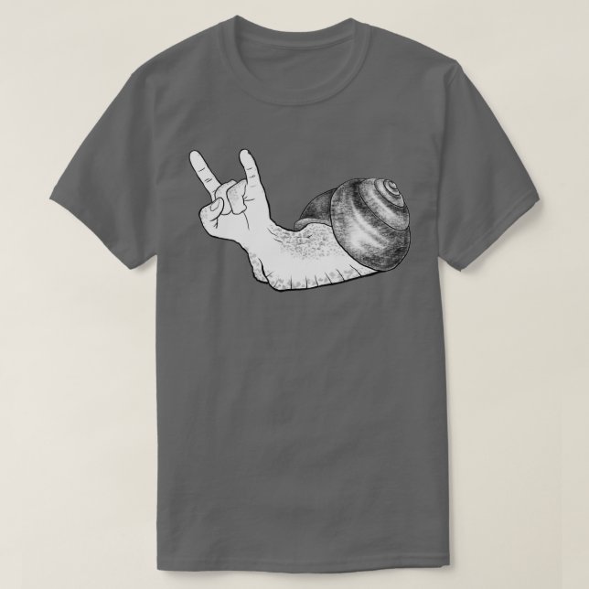 Rock on Snail lustgischer lustiger Cartoon T-Shirt (Design vorne)
