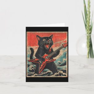 Rock On Vintage-Gitarrist Katze Cooler Band-Stil G Karte
