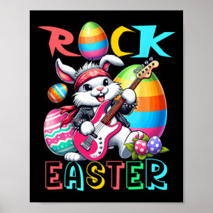 Rock-Oster-Kostüm-Hase spielt Gitarre Gitarrist Poster