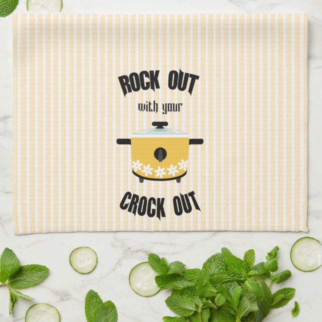 Rock Out mit Crock Out Yellow Geschirrtuch (Gefaltet)