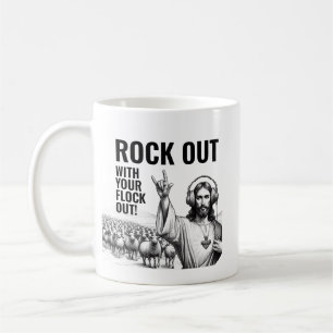 Rock Out mit deiner Herde Out! - Lustiges Jesus Me Kaffeetasse