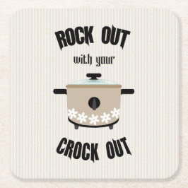 Rock Out mit der Crock Out Taupe Beige Rechteckiger Pappuntersetzer