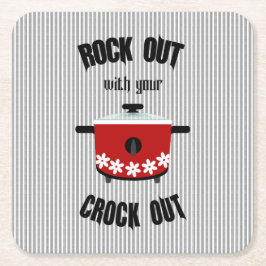Rock Out mit Ihrem Crock Out Red Black Strip Rechteckiger Pappuntersetzer
