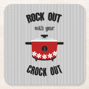 Rock Out mit Ihrem Crock Out Red Black Strip Rechteckiger Pappuntersetzer