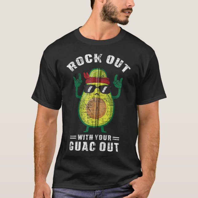 Rock out mit Ihrem Guac Out Avocado Rock'n'Roll d T-Shirt (Vorderseite)