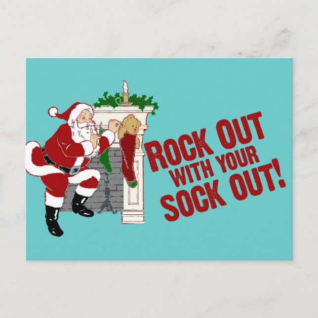 Rock out WIth Your Sock Out! Postkarte (Vorderseite)