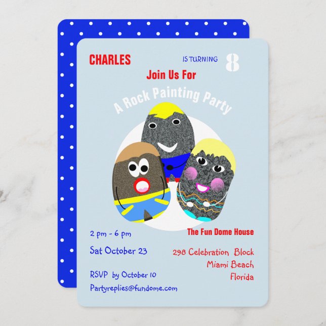 Rock Painting Community Personalisiert Hashtag Einladung (Vorne/Hinten)