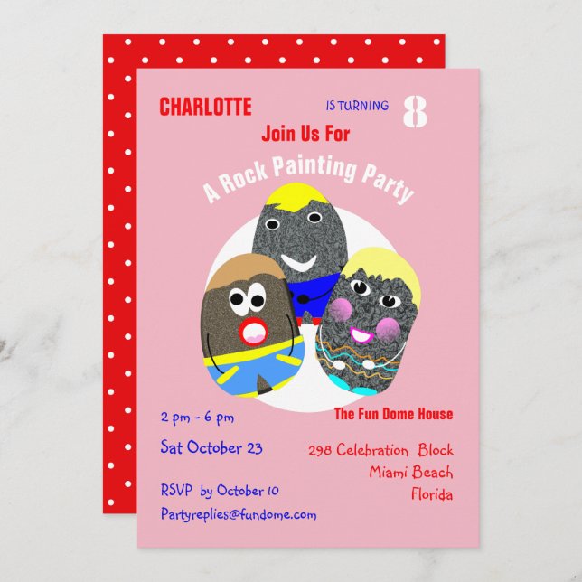 Rock Painting Community Personalisiert Hashtag Einladung (Vorne/Hinten)