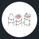 Rock Paper Schere Cat Paws Christmas Cat Lover F Runder Aufkleber<br><div class="desc">Rock Paper Schere Cat Paws Weihnachtskatze Lover Funny Xmas</div>